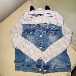 Cat & Jack Blue and Gray Jean Jacket with Cat Ears